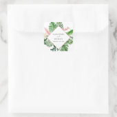 Tropische Palm Waterverf geometrische bruiloft zeg Vierkante Sticker (Tas)