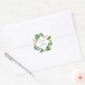 Tropische Palm Waterverf geometrische bruiloft zeg Vierkante Sticker (Envelop)