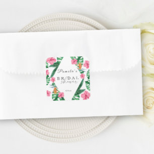 Tropische Palm Waterverf Geometrische Bruiloftsdou Vierkante Sticker