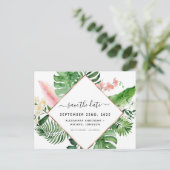 Tropische Palm Waterverf Geometrische Save the Dat Aankondigingskaart (Staand voorkant)