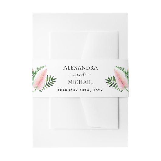 Tropische Palm Waterverf Hawaiiaanse bruiloft Uitnodigingen Wikkel (Voorkant Voorbeeld)