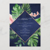 Tropische Palm Waterverf Navy Blue Wedding Menu (Voorkant)