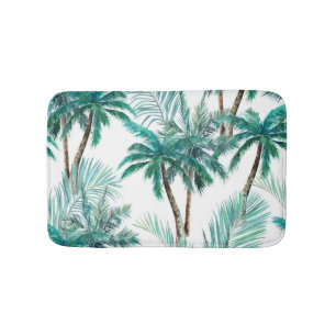 Tropische palm: Waterverf Oerwoud. Badmat
