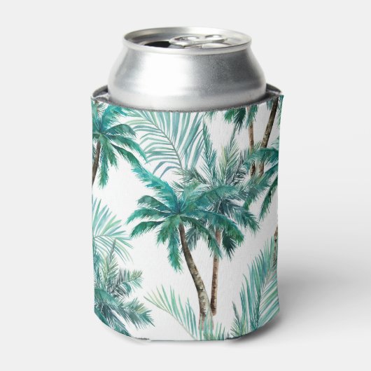 Tropische palm: Waterverf Oerwoud. Blikjeskoeler (Blikje Voorkant)