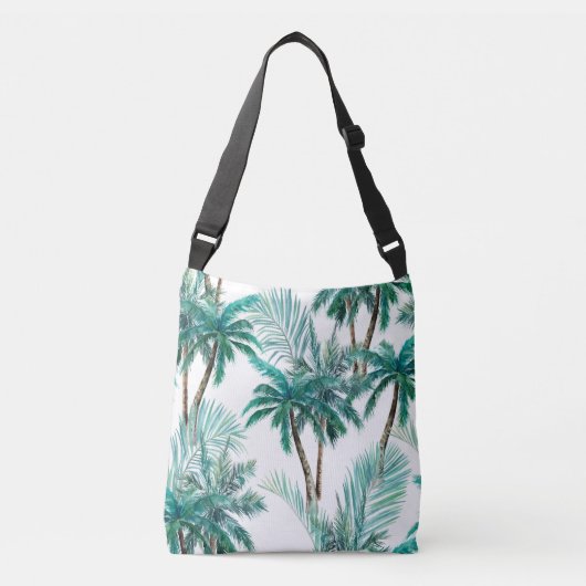 Tropische palm: Waterverf Oerwoud. Crossbody Tas (Voorkant)