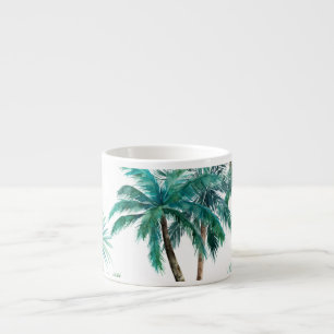 Tropische palm: Waterverf Oerwoud. Espresso Kop