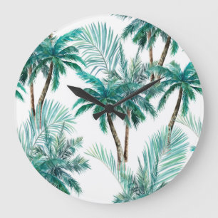 Tropische palm: Waterverf Oerwoud. Grote Klok