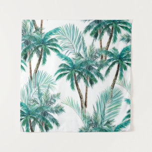 Tropische palm: Waterverf Oerwoud. Wandkleed