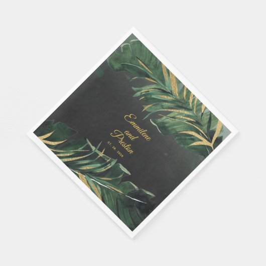 Tropische Palm Wedding 6" Vierkante Luncheon Serve Servet (Hoek)