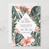 Tropische Palm Wedding Flat Save The Date Kaart (Voorkant)