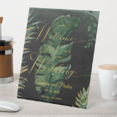 Tropische Palm Welkom op onze bruiloft Reclamebord Met Voetstuk (Insitu)