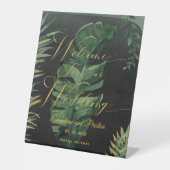Tropische Palm Welkom op onze bruiloft Reclamebord Met Voetstuk (Voorkant)