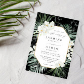 Tropische Palm & Wit Bloemen Bruiloft V2B LNM Zwar Kaart