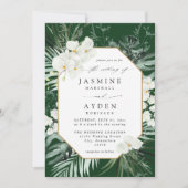 Tropische Palm & Witte Bloemen Bruiloft V2B LNM Gr Kaart (Voorkant)