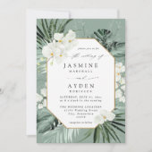 Tropische Palm & Witte Bloemen Bruiloft V2B LNM Gr Kaart (Voorkant)