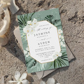 Tropische Palm & Witte Bloemen Bruiloft V2B LNM Gr Kaart