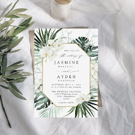 Tropische Palm & Witte Bloemen Bruiloft V2B LNM Kaart