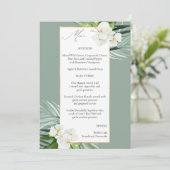 Tropische Palm & Witte Bloemen Menu - Mint Green Kaart (Staand voorkant)