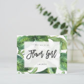 tropische palm zal je mijn bloemenmeisje zijn aankondigingskaart (Staand voorkant)