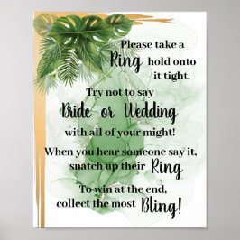 Tropische Palm Zet een Ring om het Bruidsdouche Sp Poster