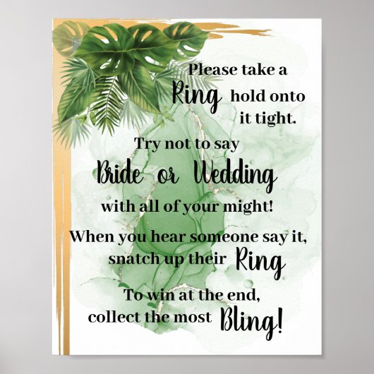 Tropische Palm Zet een Ring om het Bruidsdouche Sp Poster (Voorkant)
