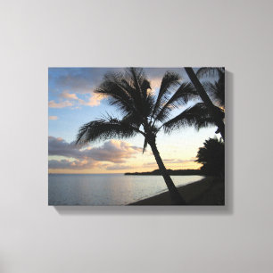 Tropische palm zonsondergang Hawaiaanse print