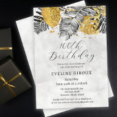 Tropische Palm Zwart Wit Goud 100e Verjaardag Kaart