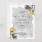 Tropische Palm Zwart Wit Goud 30e Verjaardag Kaart (Voorkant)