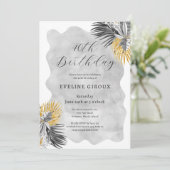 Tropische Palm Zwart Wit Goud 40e Verjaardag Kaart (Staand voorkant)