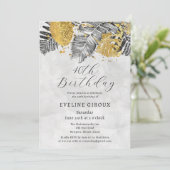 Tropische Palm Zwart Wit Goud 40e Verjaardag Kaart (Staand voorkant)