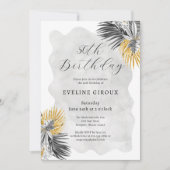 Tropische Palm Zwart Wit Goud 50e Verjaardag Kaart (Voorkant)