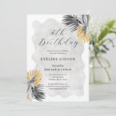 Tropische Palm Zwart Wit Goud 50e Verjaardag Kaart (Staand voorkant)