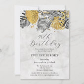 Tropische Palm Zwart Wit Goud 90e Verjaardag Kaart (Voorkant)