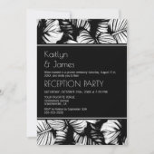 Tropische palm zwart-wit huwelijksreceptie kaart (Voorkant)