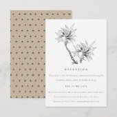 Tropische Palm Zwart Wit Schets Trouwreceptie Informatiekaartje (Voorkant / Achterkant)