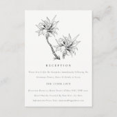 Tropische Palm Zwart Wit Schets Trouwreceptie Informatiekaartje (Voorkant)