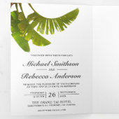 Tropische palmbanaan bladeren loof 3 in 1 bruiloft drieluik uitnodiging (Binnenzijde eerst)