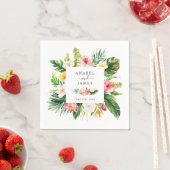 Tropische palmbanaan laat bloesse bruiloft over servet (Insitu)