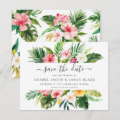 Tropische palmbanaan laat Floral sparen op de datu Kaart (Voorkant / Achterkant)