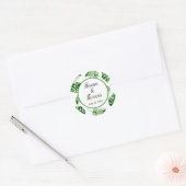 Tropische palmbestemming lef bruiloft klassieke Ro Ronde Sticker (Envelop)