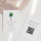 Tropische palmbestemming voor bruiloft QR-code Save The Date