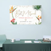Tropische Palmblad Bat Mitzvah Gouden Script Welko Spandoek (Beurs)
