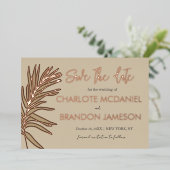 Tropische palmblad bruiloft Bewaar de datum Folie Uitnodiging (Staand Voorkant)