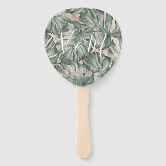 Tropische palmblad Frond Hand Fan Handwaaier (Voorkant)