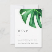 Tropische palmblad minimalistische RSVP-respons Ka Bedankkaart (Voorkant)