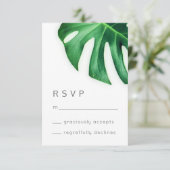 Tropische palmblad minimalistische RSVP-respons Ka Bedankkaart (Staand voorkant)