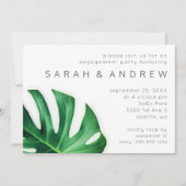 Tropische Palmblad Minimalistische Verlovingsparti Kaart (Voorkant)