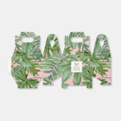 Tropische Palmblad Roze Groen Goud Persoonlijk Bedankdoosjes (Uitgevouwen)