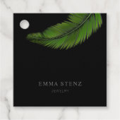 Tropische palmblad sieraden bedankjes labels (Voorkant)