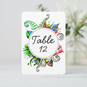 Tropische palmblad trouwtafel nummers vetgedrukt kaart (Staand voorkant)